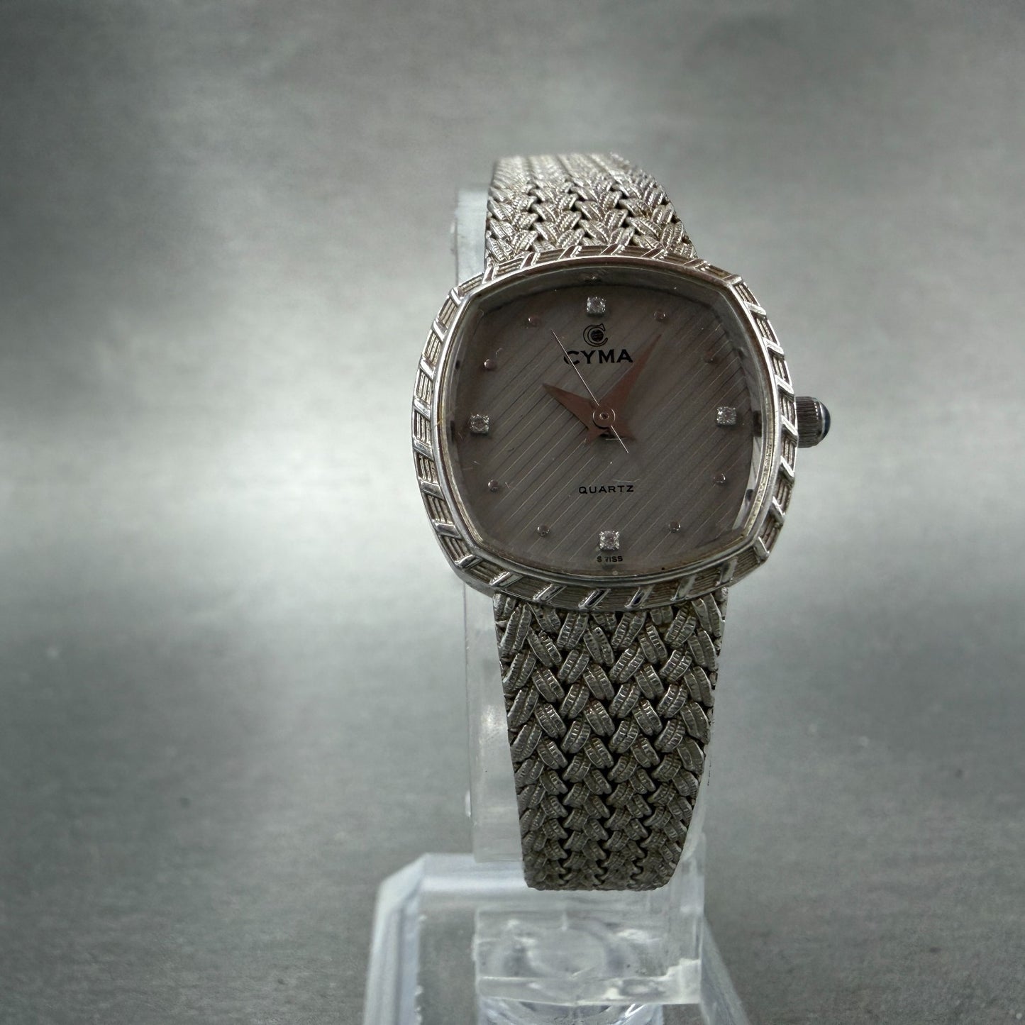 Cyma Watch Women 22mm Silver Dial Silver Tone Rectangle Mesh E616 New Battery5