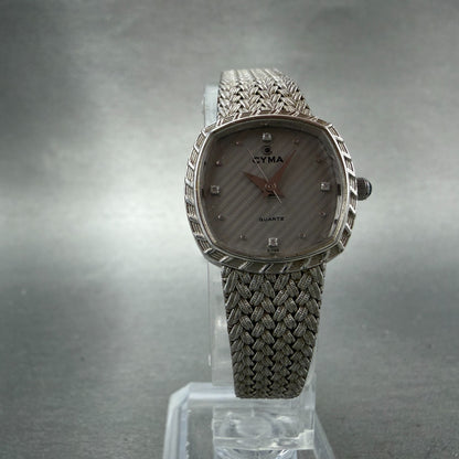 Cyma Watch Women 22mm Silver Dial Silver Tone Rectangle Mesh E616 New Battery5