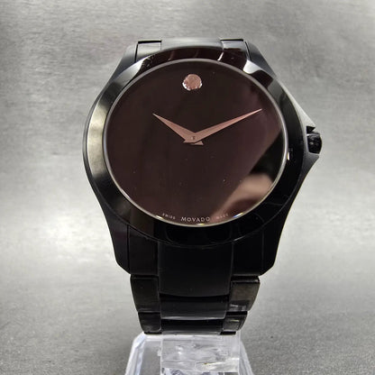 Movado Faceto Watch Men 38mm Black Dial Black Tone 84 G2 1855.A New Battery5