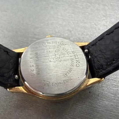Seiko Watch Women 22mm Champagne Dial Gold Tone Daydate 7n83-6021 New Battery KQ9