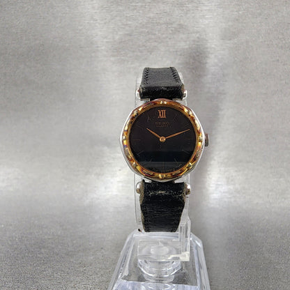 Seiko Watch Women 22mm Black Dial Two Tone Octagon 23200330 New Battery5