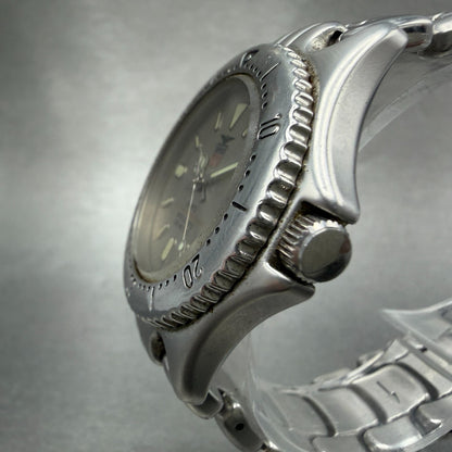 Elgin Dive Watch Men 36mm Silver Dial Silver Tone Date READ!! FK-376 New Battery2