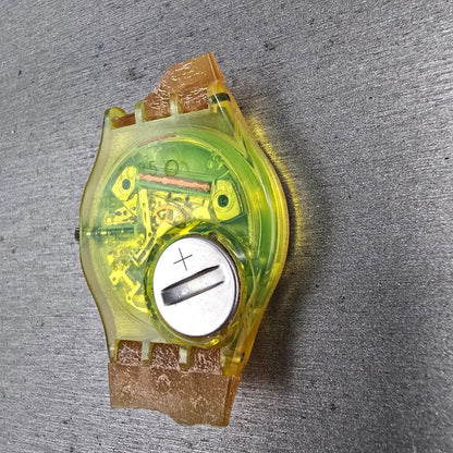 Swatch Bikini Watch Women 34mm White Dial Green Case Round GJ105 New Battery7