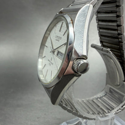 Citizen CQ Watch Men 34mm Silver Dial Silver Tone Daydate 4-211511 New Battery2
