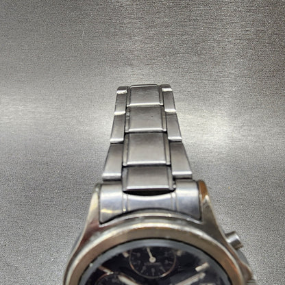 Seiko Alba Chronograph Watch Men 37mm Blue Dial Silver Tone Date 7t920ek0 PARTS5