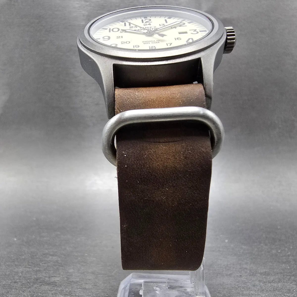 Timex Expedition Scout Watch Men 40mm Cream Dial Gray Date Round New Battery5