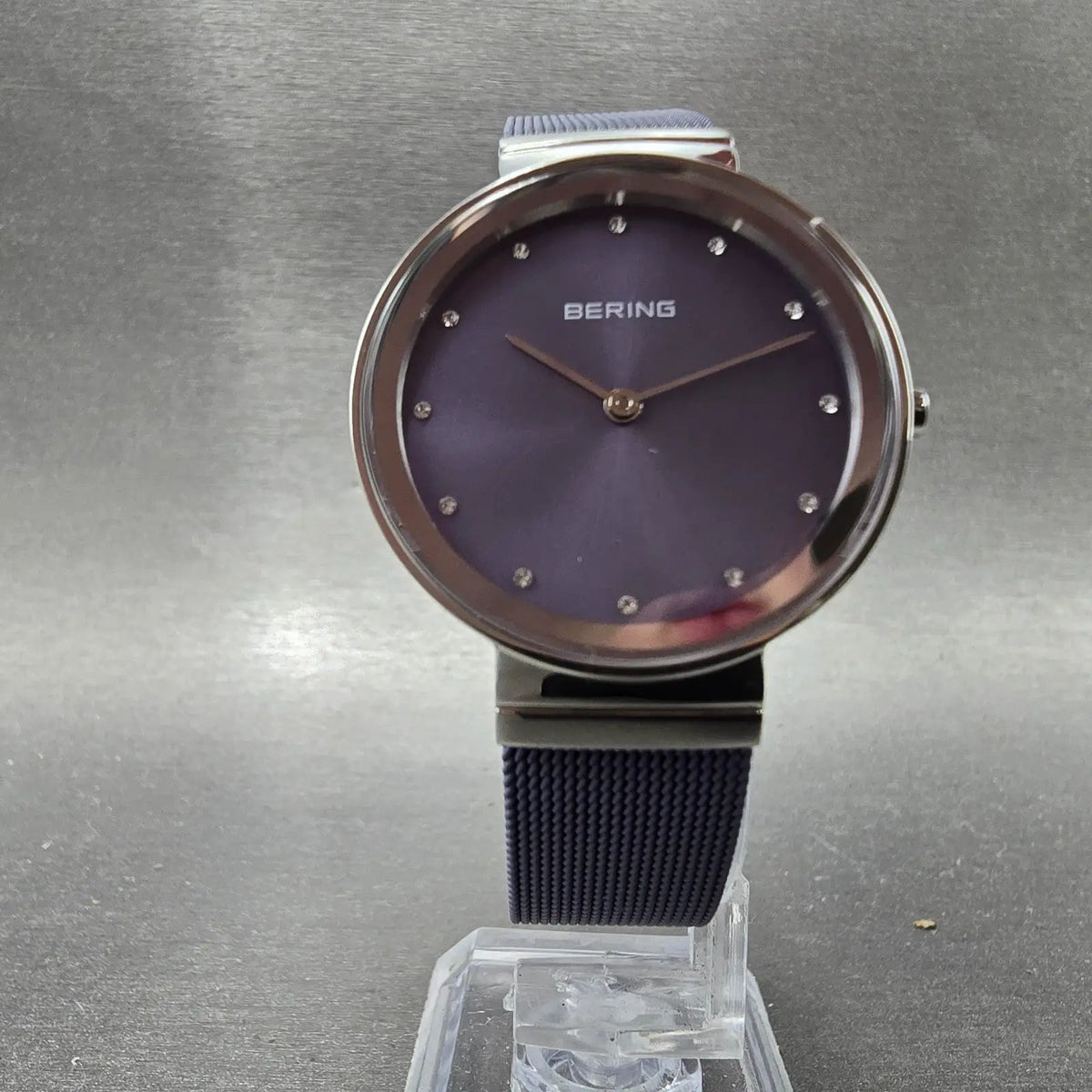 Bering Classic Watch Women 31mm Purple Dial Silver Purple Mesh Band Round Works8