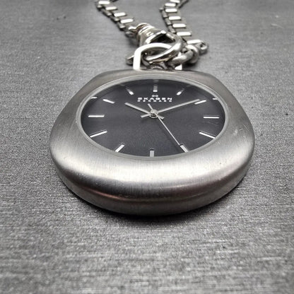 Skagen Denmark Pocket Watch Men 42mm Black Dial Silver Tone 163LSSB New Battery5