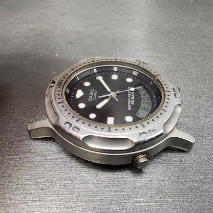 Casio AD702 Watch Men 39mm Black Dial Silver Tone Analog Digital New Battery3
