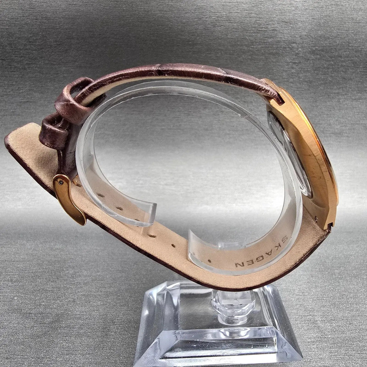 Skagen Watch Men 39mm Brown Dial Rose Gold Tone Date Round 925XLRLD New Battery8