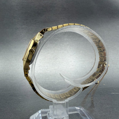 Seiko Tank Watch Women 17mm Gold Dial Gold Tone Rectangle 1400-7399 New Battery6