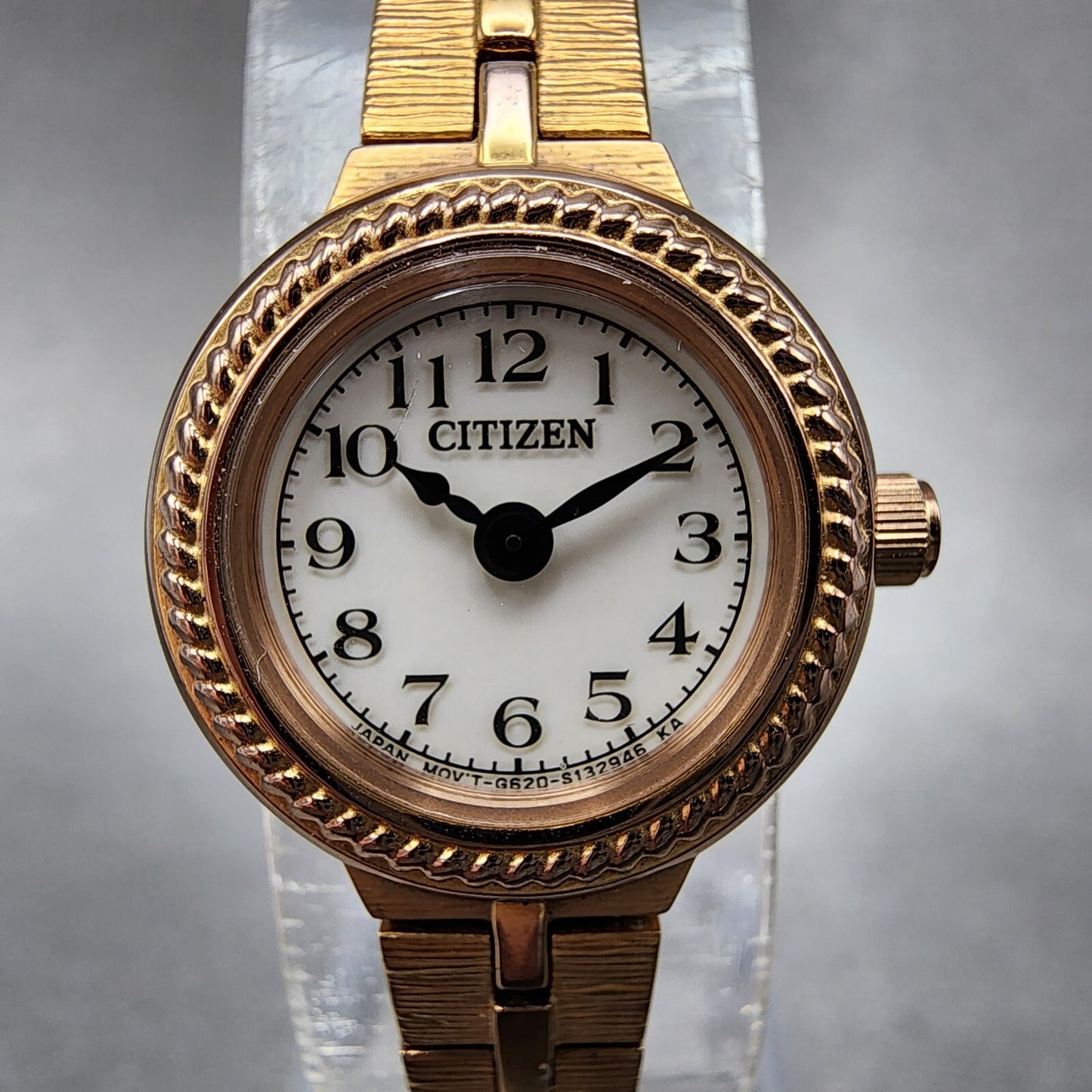 Citizen EcoDrive Watch Women 18mm White Dial Rose Gold Round G620S092931 Runs1