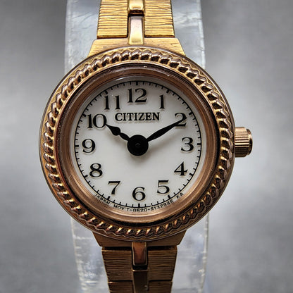 Citizen EcoDrive Watch Women 18mm White Dial Rose Gold Round G620S092931 Runs1