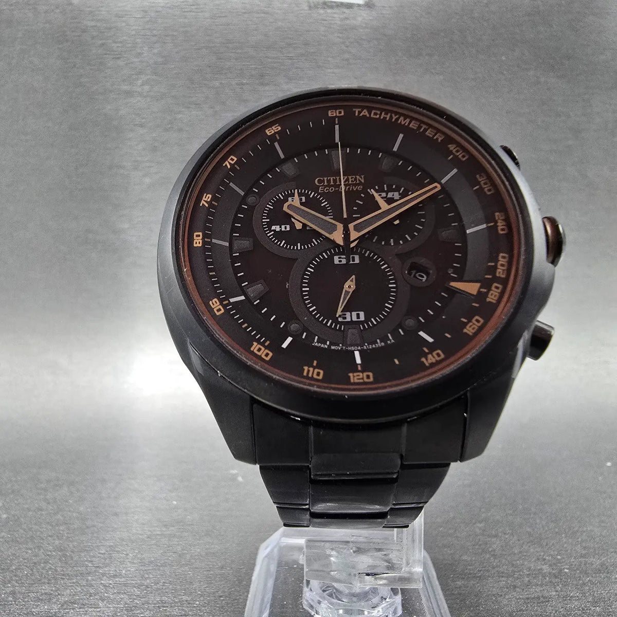 Citizen Eco-Drive Chronograph Watch Men 46mm Black Dial Black Date AT2187-51E5
