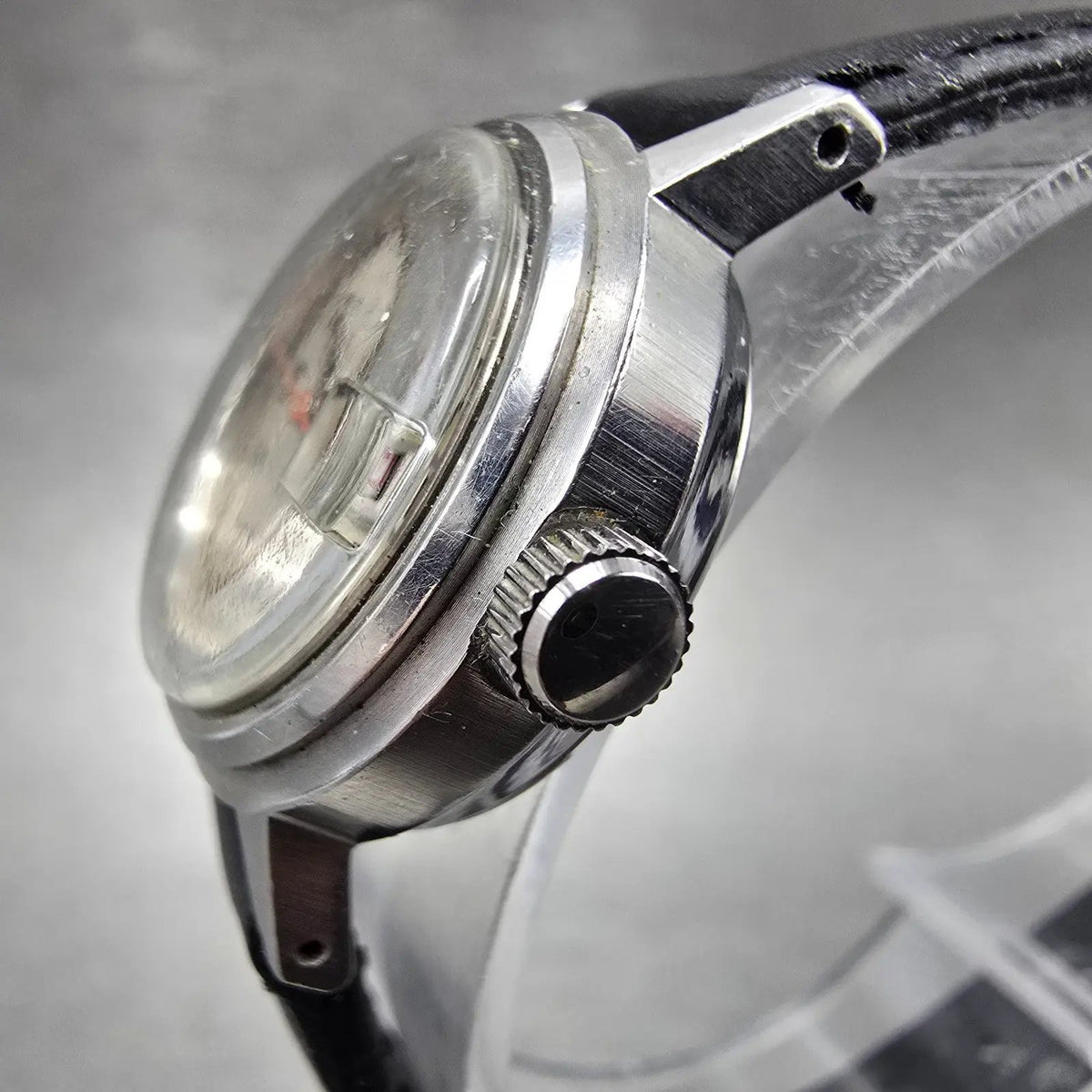 Seiko Automatic Watch Women 24mm Silver Dial Silver Tone Date 2205-0599 Runs VTG2