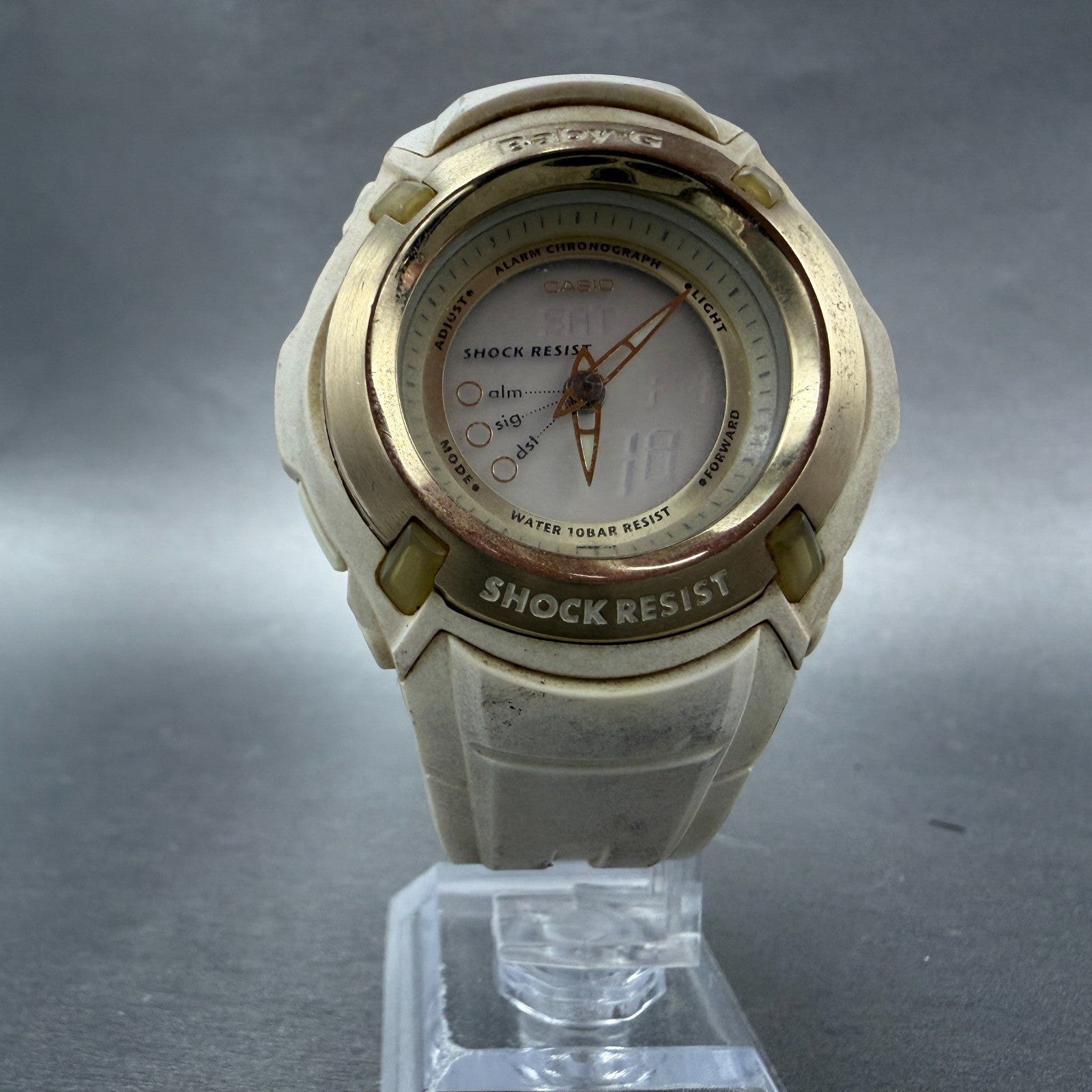 Casio Baby-G BG-70 Watch Women 41mm Analog Digital Biege Alarm Chrono New Batter6