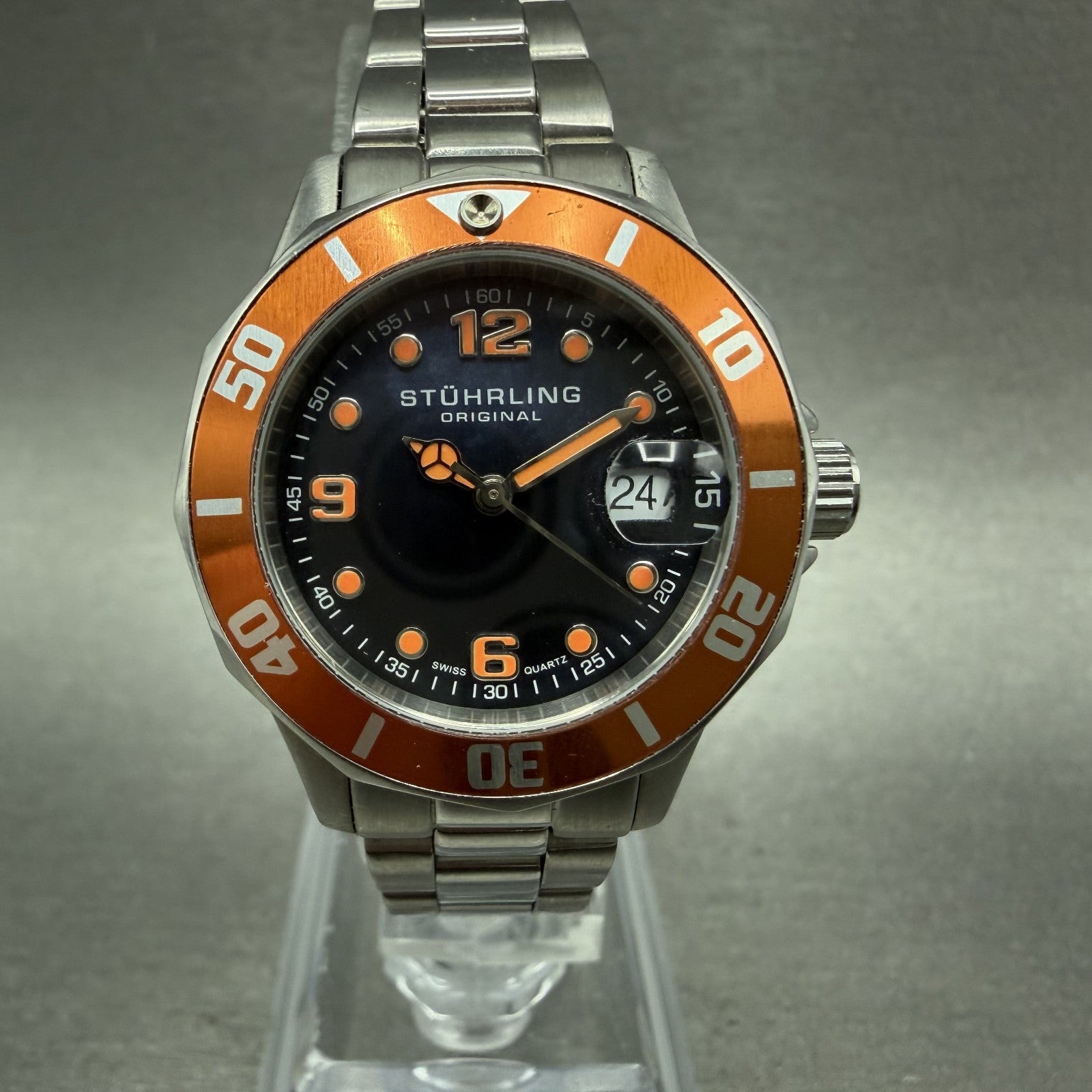 Stührling Lady Clipper Watch 29mm MOP Dial Steel Date Round New Battery0
