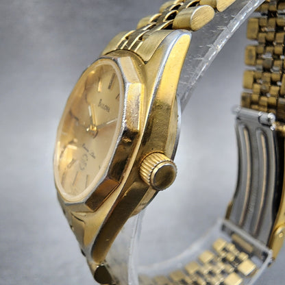 Bulova Marine Star Watch Women 24mm Champagne Dial Gold Tone Date 92G25 PARTS3
