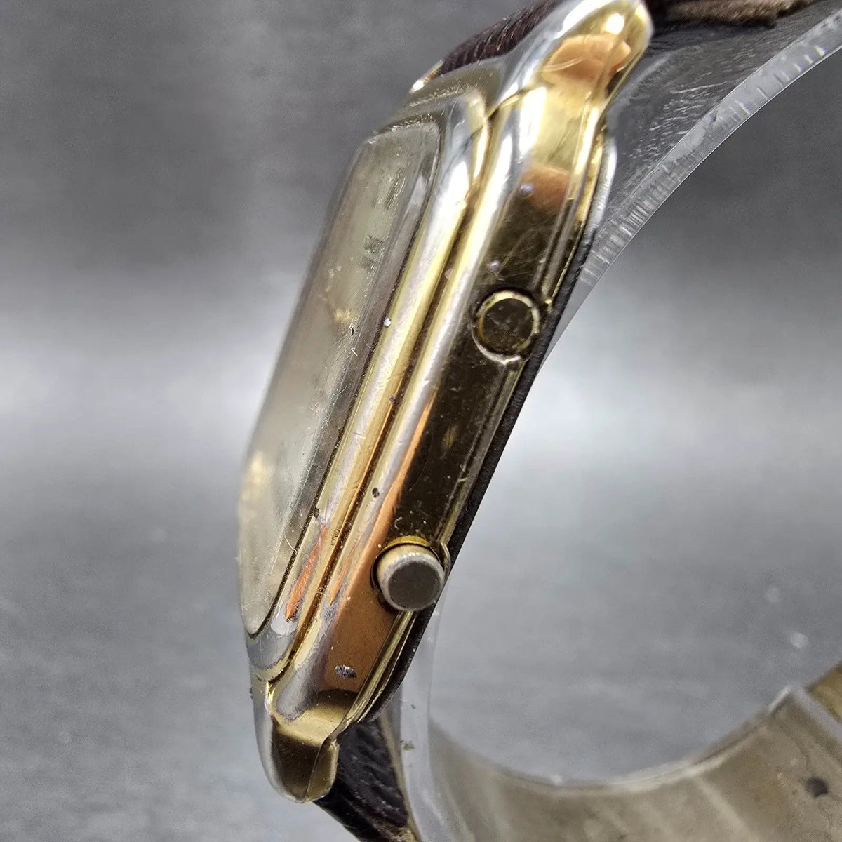 Casio AQ-307 Watch Men 30mm Champagne Dial Gold Alarm Chronograph PARTS3
