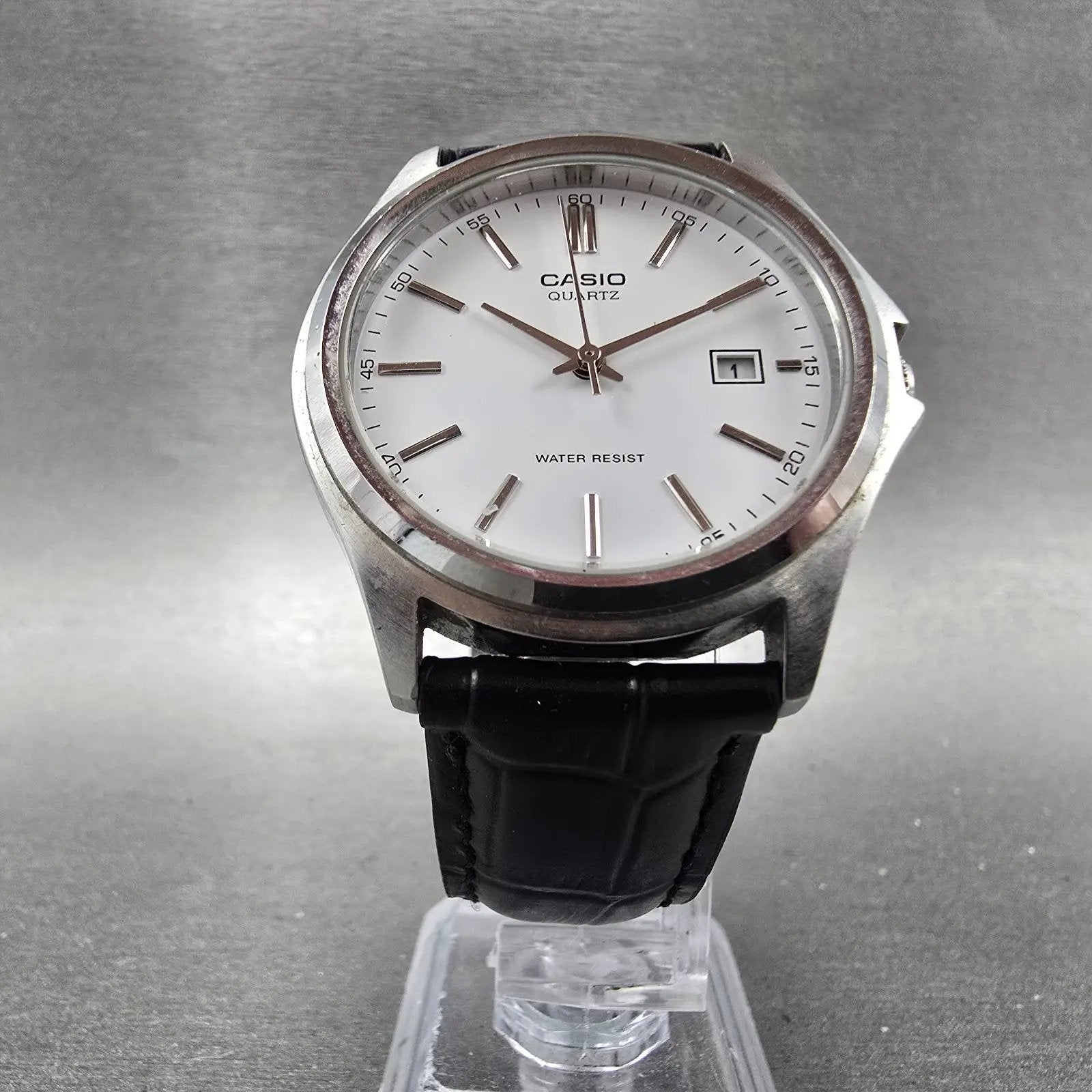 Casio Watch Men 37mm White Dial Silver Tone Date Round MTP-1183 New Battery5