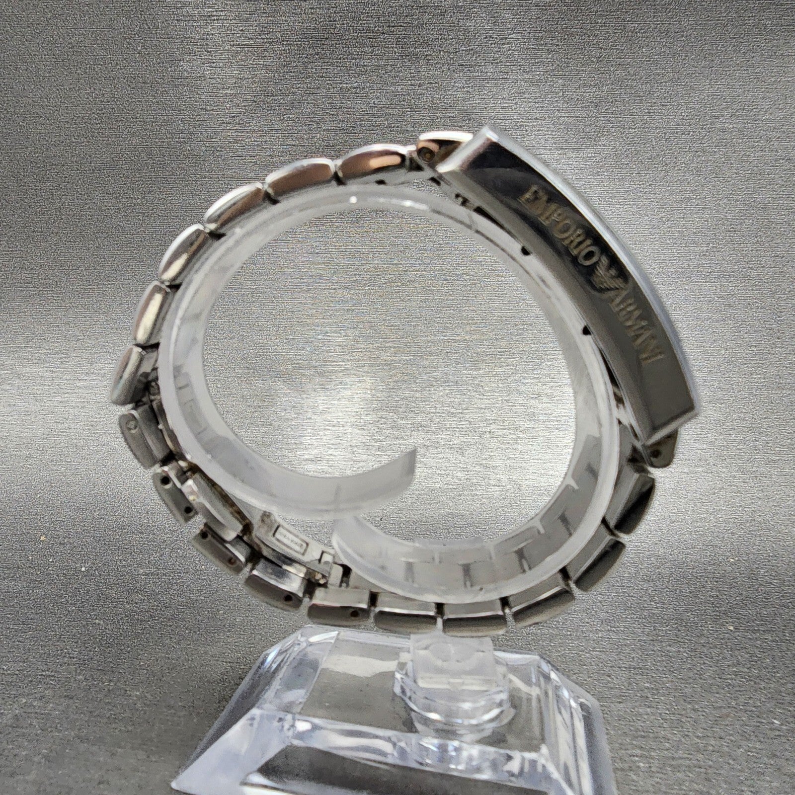 Emporio Armani Tank Watch Men 25mm White Dial Steel Small Seconds AR0146 PARTS9