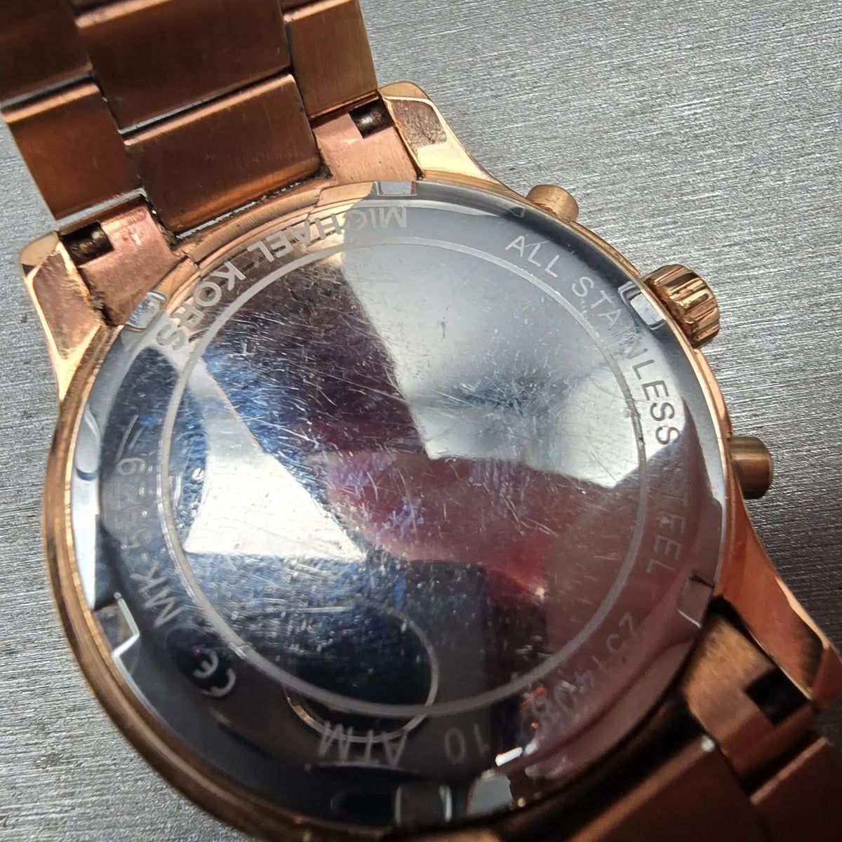 Michael Kors Cooper Watch Women 40mm White Dial Rose Gold Chrono MK-5929 New Bat10