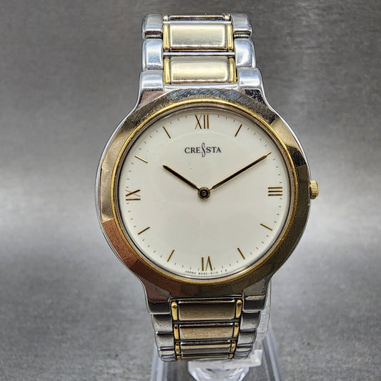 Seiko Cressta Watch Women 33mm White Dial Two Tone Round 8N2006070 New Battery0