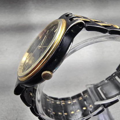 Citizen Watch Men 34mm Black Dial Black & Gold Tone Daydate 6100-G04011 New Batt2