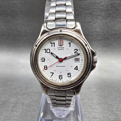Citizen Watch Women 27mm White Dial Silver Tone Date 6010-S37650 New Battery0