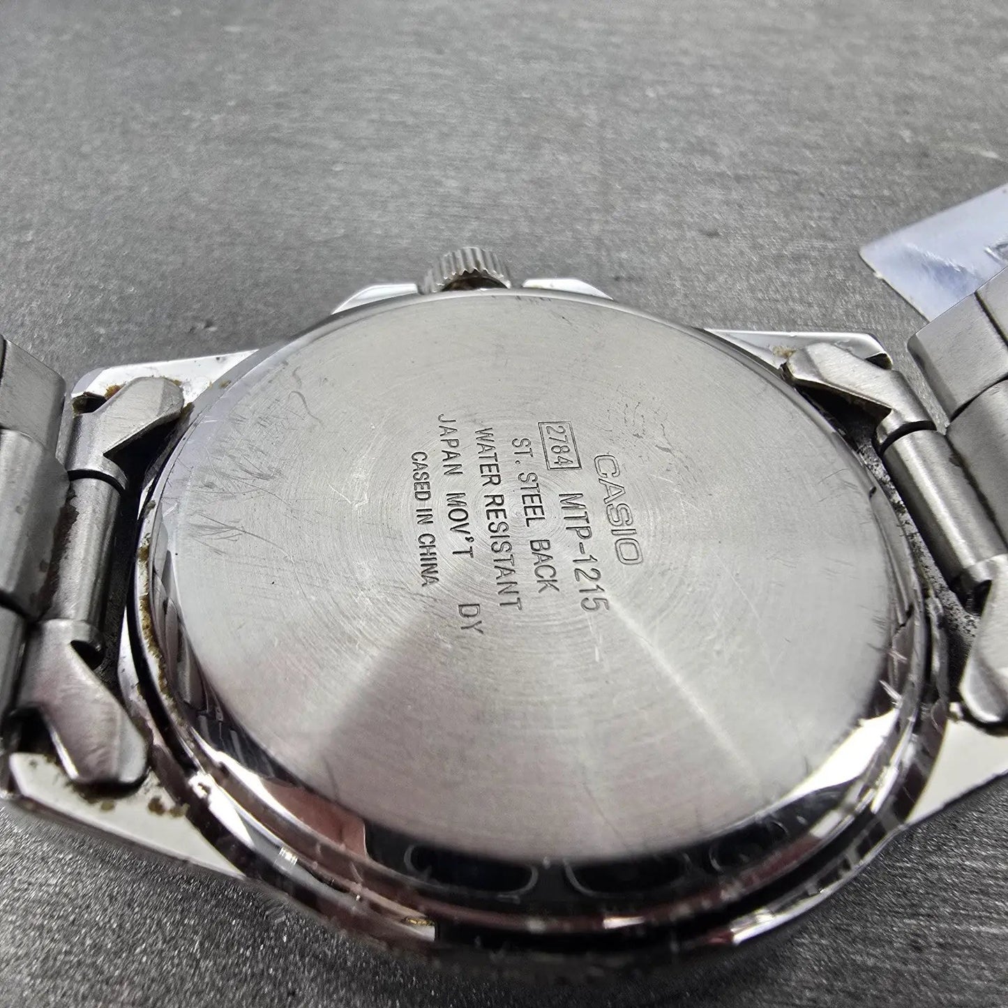 Casio Watch Men 37mm Black Dial Silver Tone Date Round MTP-1215 New Battery9