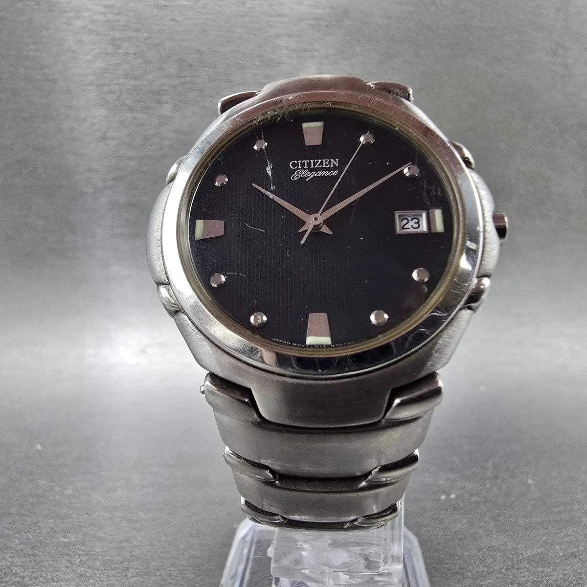 Citizen Elegance Watch Men 34mm Black Dial Silver Tone Date 1112-S66146 PARTS6