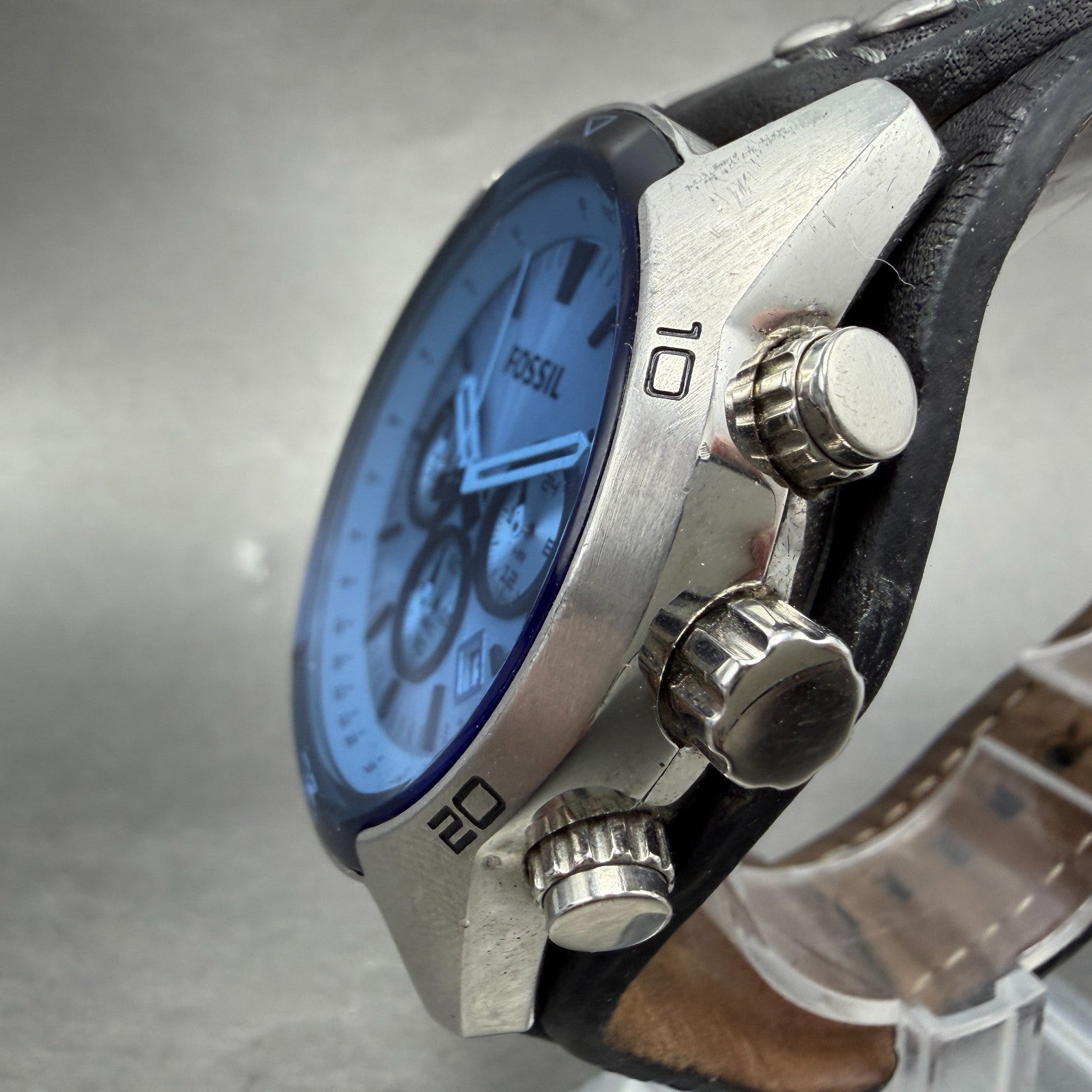 Fossil Coachman Chronograph Watch Men 44mm Blue Dial Steel Date CH-2564 New Batt2