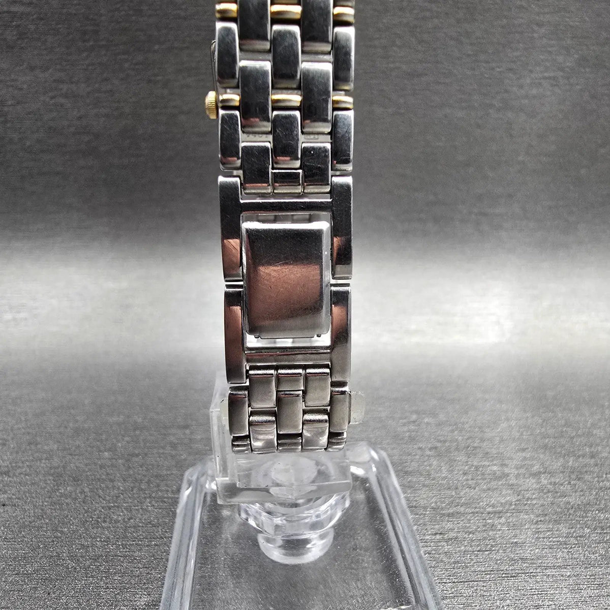 Seiko Watch Women 18mm White Dial Two Tone Rectangle V401-5849 New Battery7