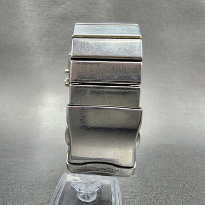 Fossil Bigtic Tank Watch Men 38mm LCD Dial Steel Rectangle JR-8539 New Battery