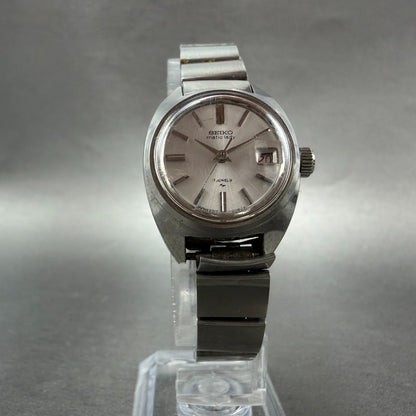 Seiko Maticlady Watch Women 23mm Silver Dial Silver Tone Date 2517-0211 Runs 4525