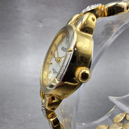 Gruen Watch Women 18mm MOP Dial Two Tone Ovel New Battery Vintage2