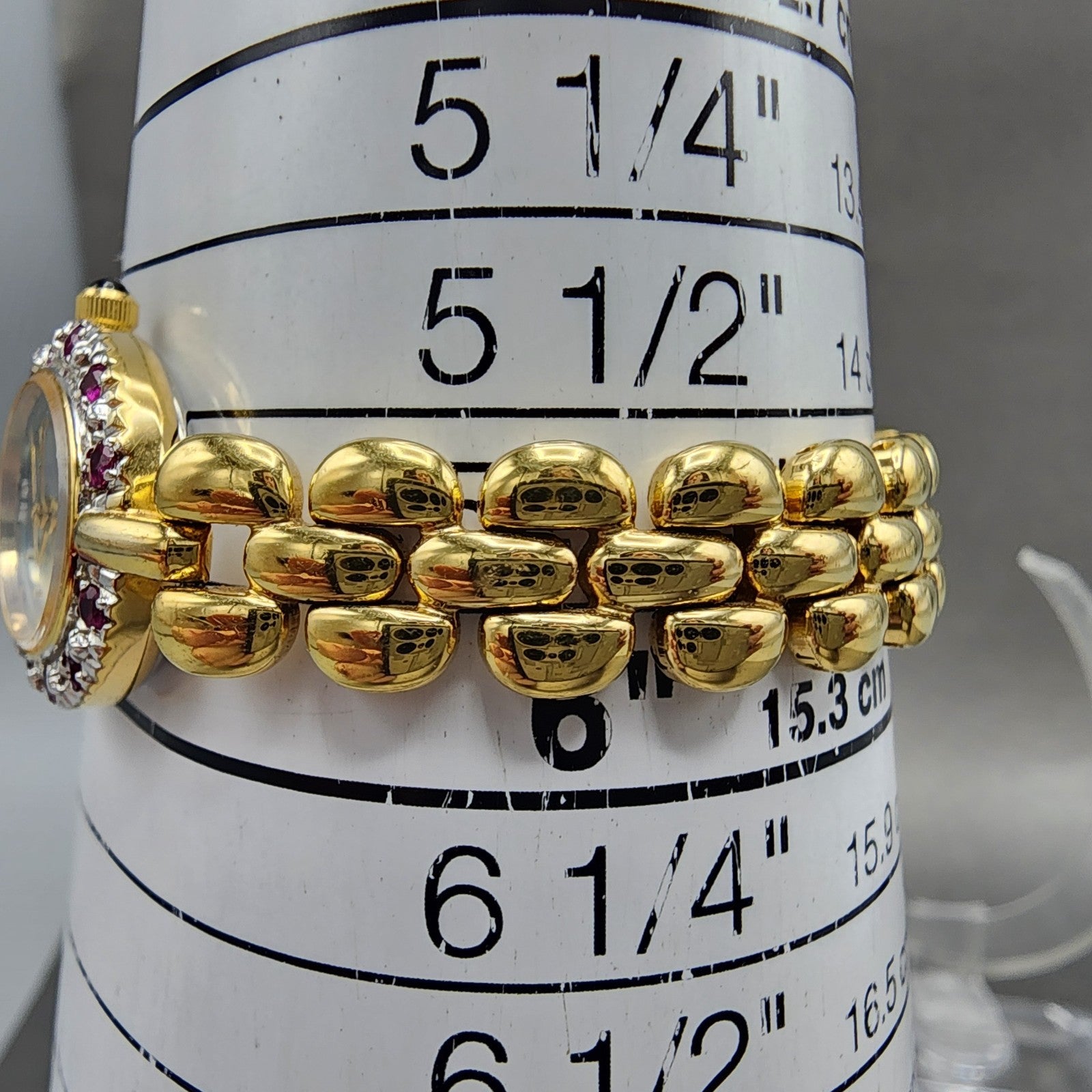 Valentino Moradei Aurora Watch Women 20mm Silver Dial Gold Tone Ruby Bezel Runs10