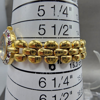 Valentino Moradei Aurora Watch Women 20mm Silver Dial Gold Tone Ruby Bezel Runs10
