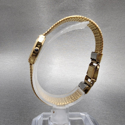 Seiko Exceline Watch Women 20mm Gray Dial Gold Tone 1221-5080 New Battery