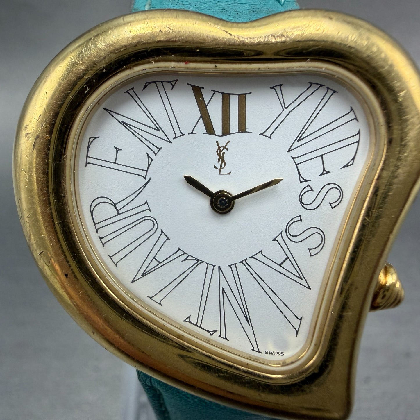 Yves Saint Laurent Heart Watch Women 31mm White Dial Gold Tone 38833 New Battery1