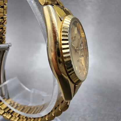 Seiko SQ Watch Women 24mm Gold Dial Gold Tone Daydate 24mm Round New Battery ABC