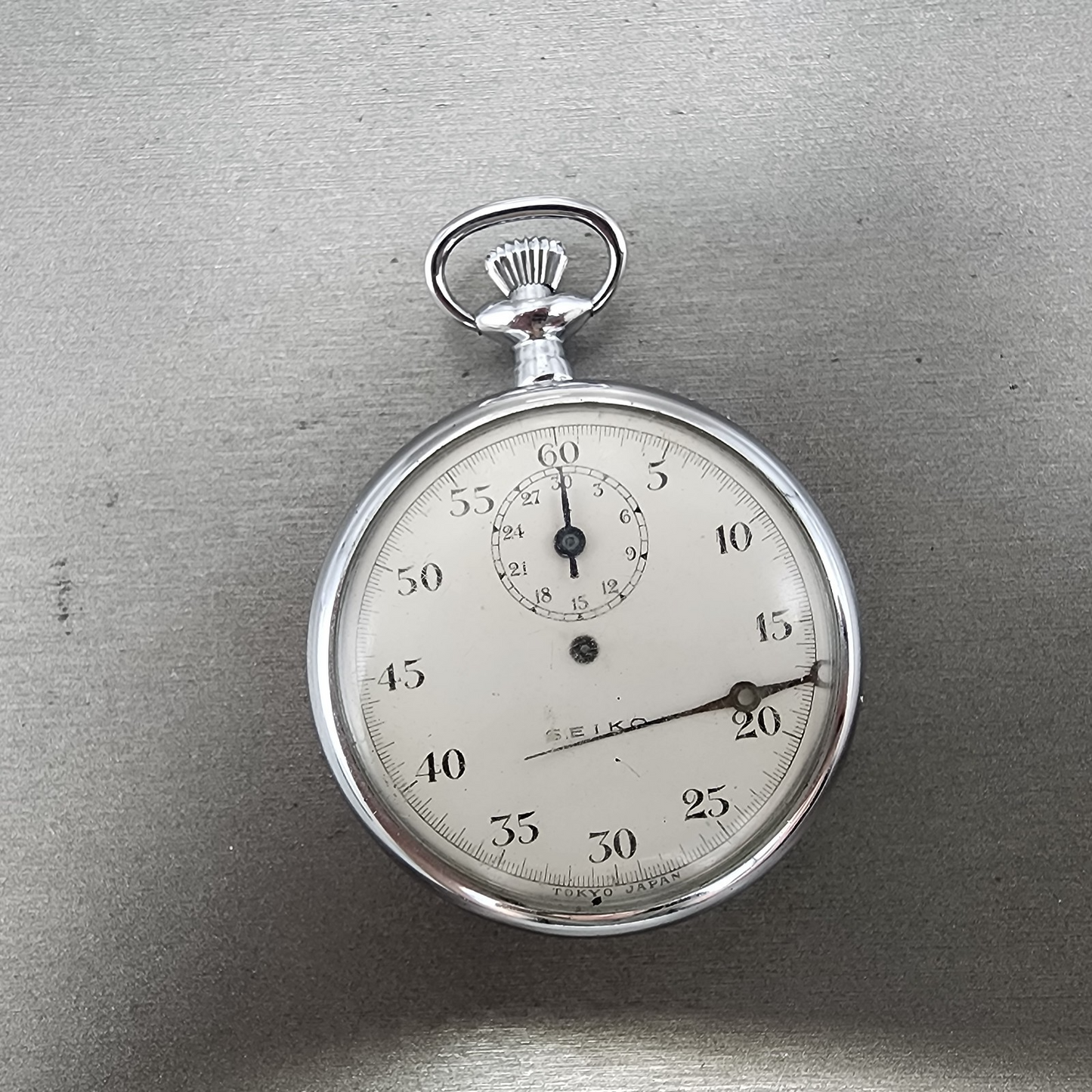 Seiko Stopwatch 47mm White Dial Silver Tone Round Manual Wind 38220 PARTS0