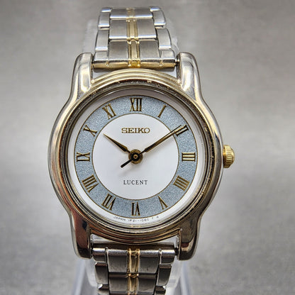 Seiko Lucent Watch Women 22mm White Dial Two Tone 1f210j80 New Battery0
