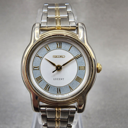 Seiko Lucent Watch Women 22mm White Dial Two Tone 1f210j80 New Battery0