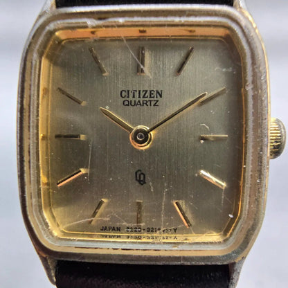Citizen CQ Watch Women 20mm Gold Dial Gold Tone Rectangle 3220-320697 New Batt1