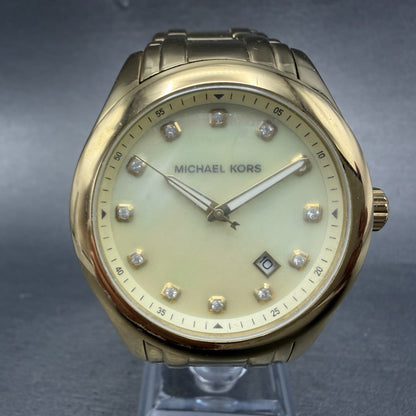 Michael Kors Watch Women 40mm MOP Dial Gold Tone Date Round MK-5310 New battery0