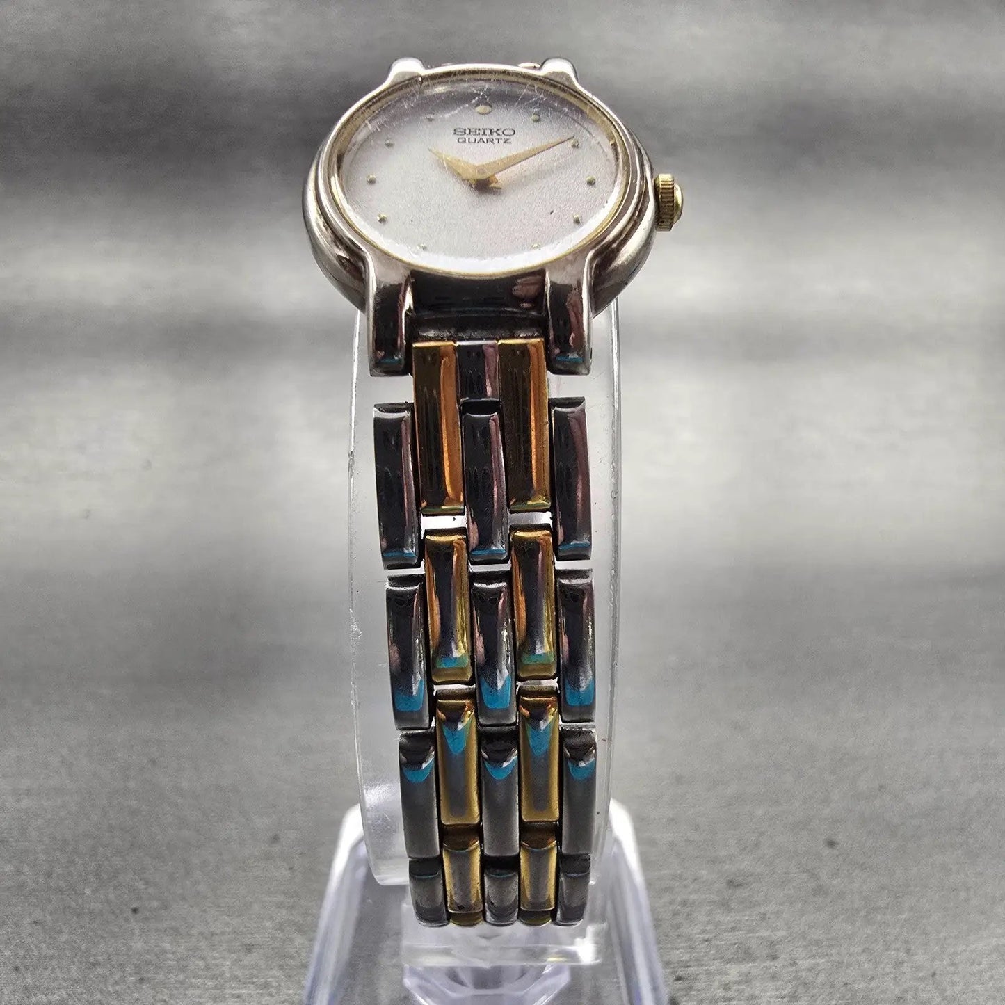 Seiko Watch Women 20mm Silver Dial Two Tone Round 1N00-0G69 New Battery Vintage5
