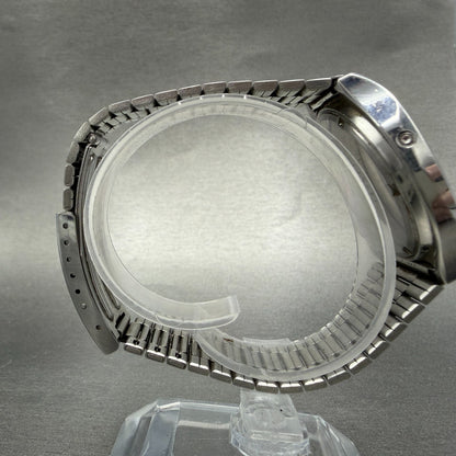 Casio 54QS-25 Watch Men 35mm Digital Silver Tone Round Daydate VTG PARTS9