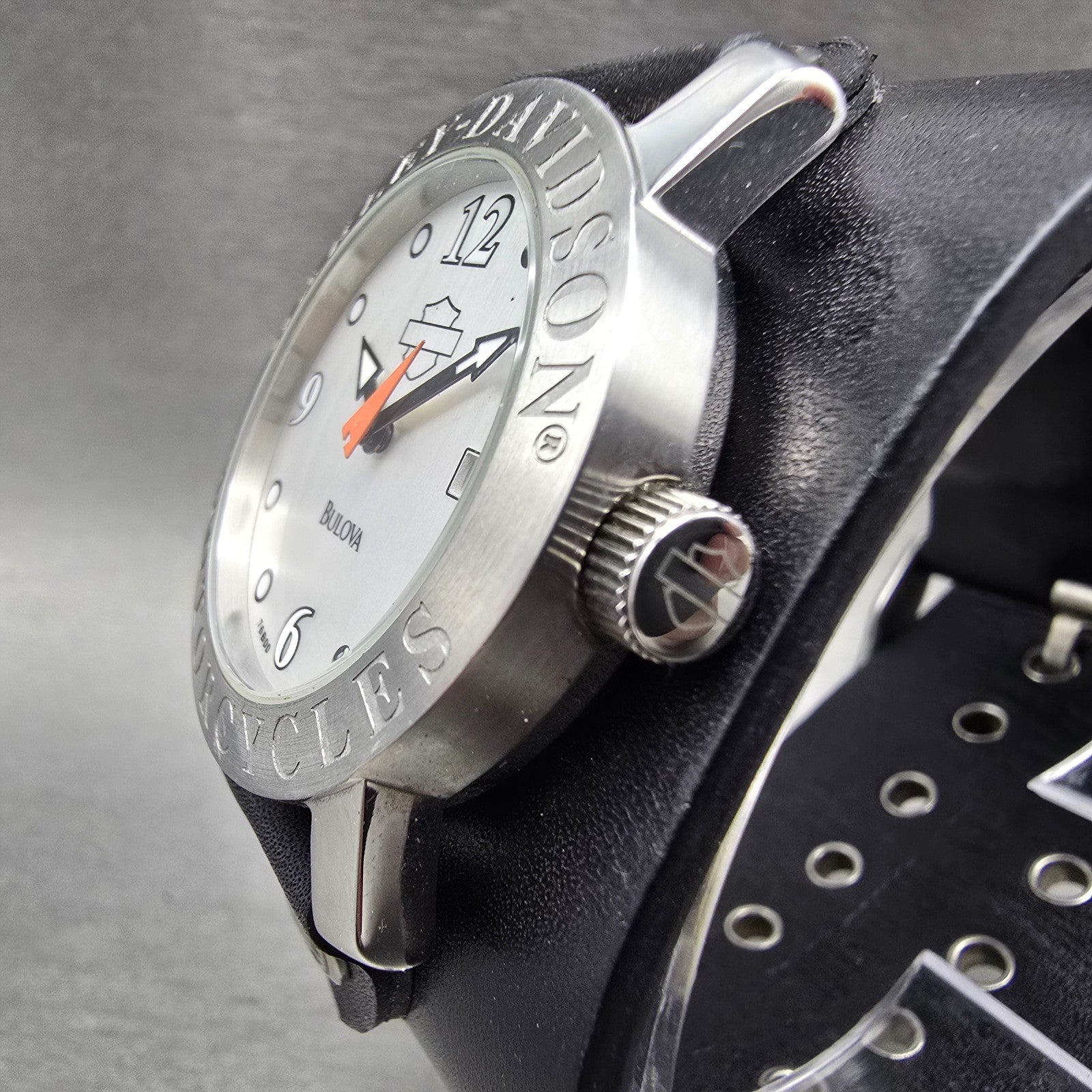 Bulova Harley Davidson Watch Men 36mm Silver Dial Silver Tone Date 76B00 New Bat2
