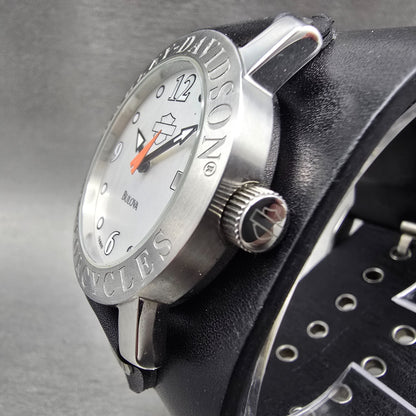 Bulova Harley Davidson Watch Men 36mm Silver Dial Silver Tone Date 76B00 New Bat2